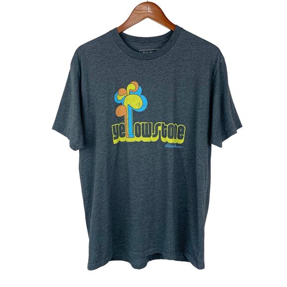 Eddie Bauer T-shirt Men’s L Yellowstone Graphic Short Sleeve Shirt Grey Tee - Picture 1 of 4